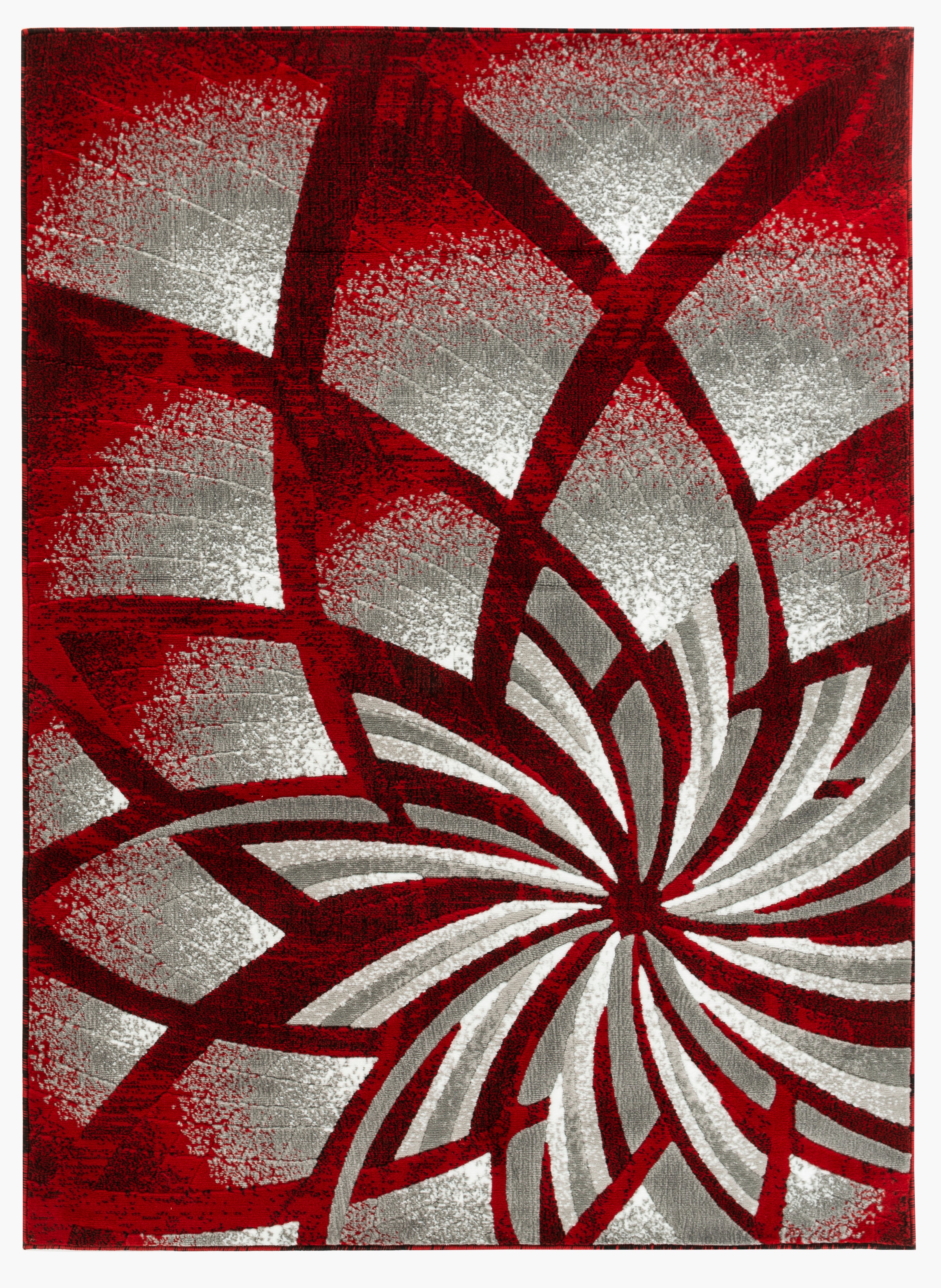 Newport 62 Red Grey Modern abstract Geometric Area Rugs Carpets 
